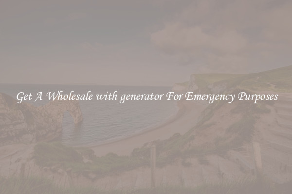 Get A Wholesale with generator For Emergency Purposes
