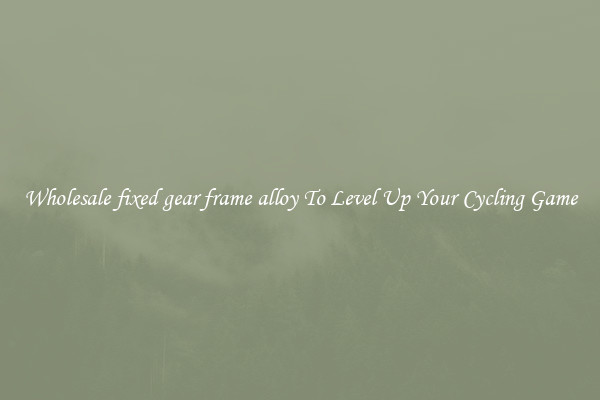 Wholesale fixed gear frame alloy To Level Up Your Cycling Game