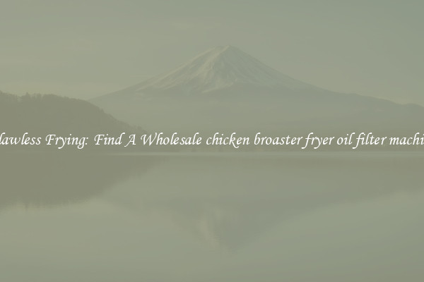 Flawless Frying: Find A Wholesale chicken broaster fryer oil filter machine